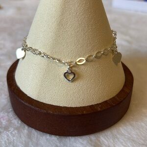 Heart Charm Bracelet Italy 925 Sterling Silver